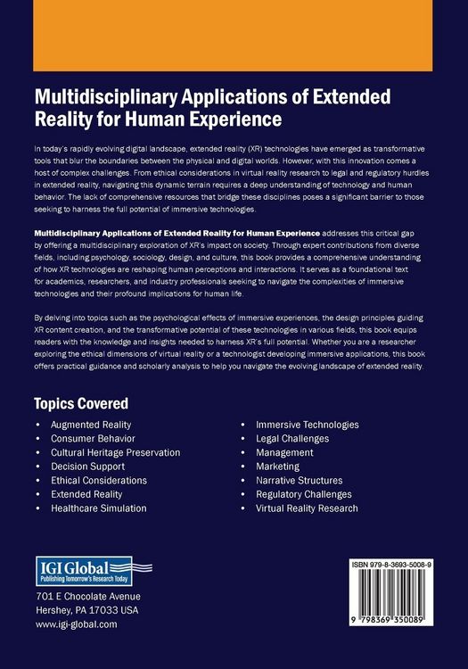 Produktbild: Multidisciplinary Applications of Extended Reality for Human Experience
