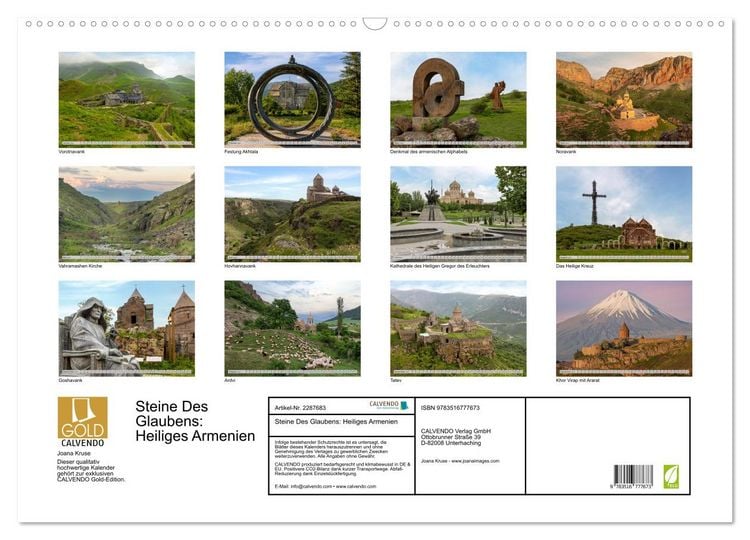 Produktbild: Steine Des Glaubens: Heiliges Armenien (Wandkalender 2027 DIN A2 quer), CALVENDO Monatskalender