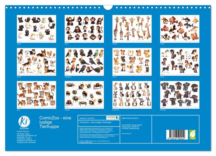 Produktbild: ComicZoo - eine lustige Tiertruppe (Wandkalender 2026 DIN A3 quer), CALVENDO Monatskalender