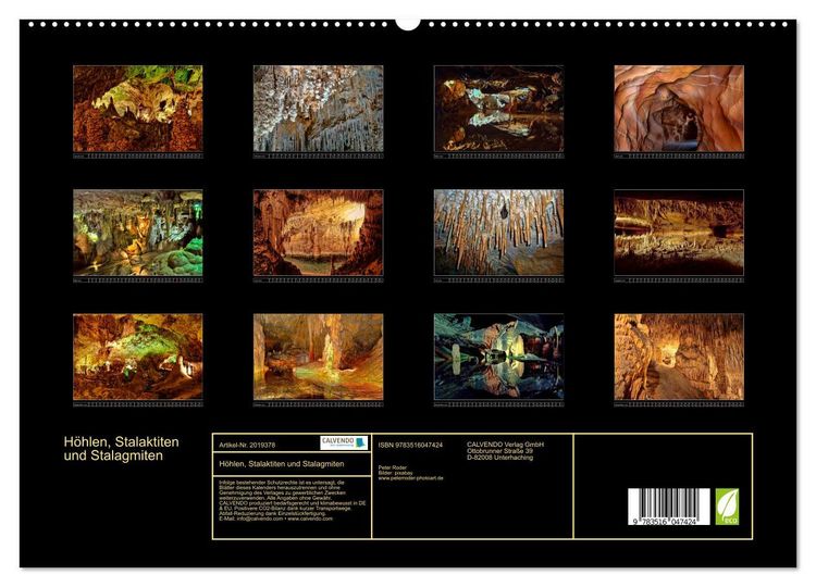 Produktbild: H&ouml;hlen, Stalaktiten und Stalagmiten (hochwertiger Premium Wandkalender 2026 DIN A2 quer), Kunstdruck in Hochglanz