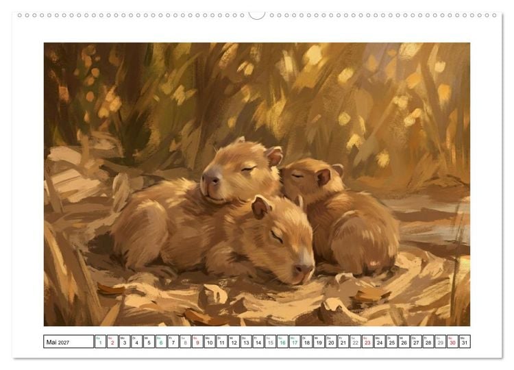 Produktbild: Capybara &ndash; Ein Nachmittag am Fluss (Wandkalender 2027 DIN A2 quer), CALVENDO Monatskalender