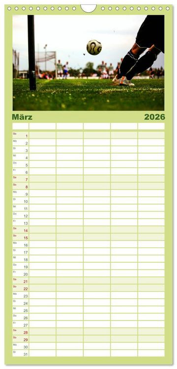Produktbild: Familienplaner 2026 - Leidenschaft Fu&szlig;ball mit 5 Spalten (Wandkalender, 21 x 45 cm) CALVENDO