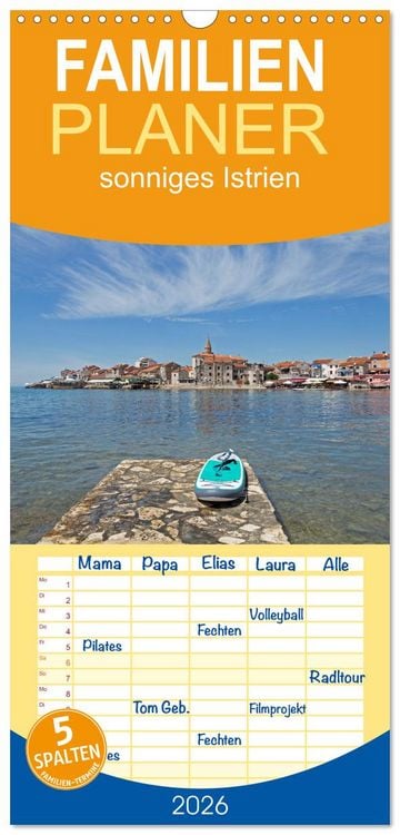 Produktbild: Familienplaner 2026 - sonniges Istrien mit 5 Spalten (Wandkalender, 21 x 45 cm) CALVENDO