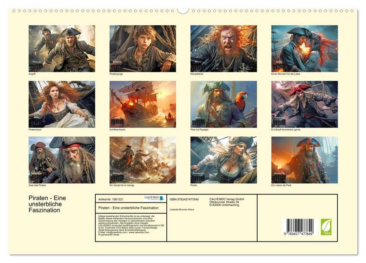 Produktbild: Piraten - Eine unsterbliche Faszination (hochwertiger Premium Wandkalender 2026 DIN A2 quer), Kunstdruck in Hochglanz