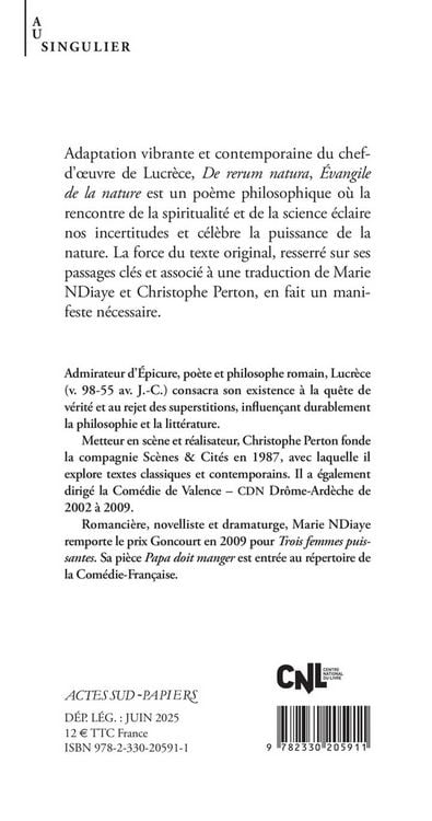 Produktbild: Evangile de la nature : d'apr&egrave;s De rerum natura
