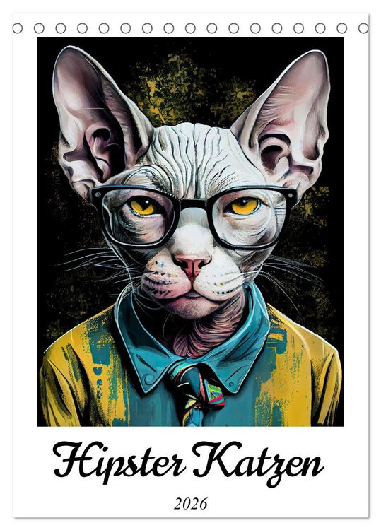 Produktbild: Hipster Katzen (Tischkalender 2026 DIN A5 hoch), CALVENDO Monatskalender