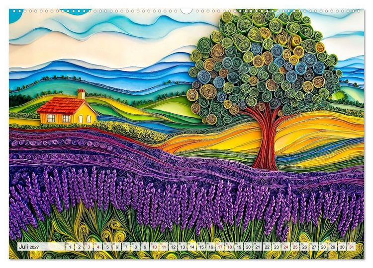 Produktbild: Quilling Landschaften - Papierkunst zwischen Himmel und Erde (Wandkalender 2027 DIN A2 quer), CALVENDO Monatskalender