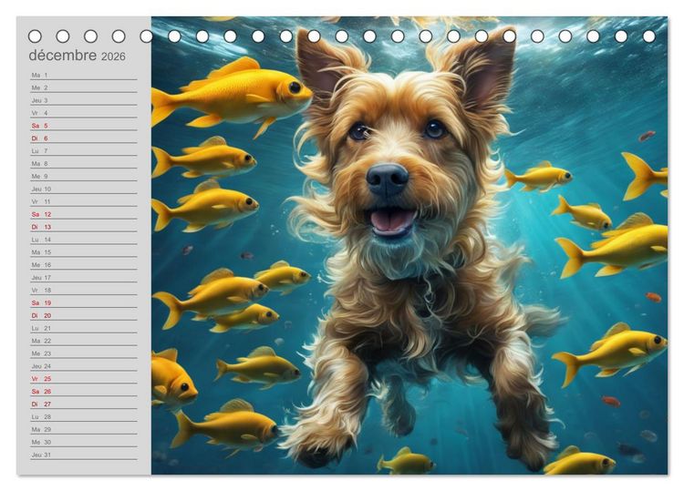 Produktbild: Chiens : les nageurs intr&eacute;pides (Calendrier de bureau 2026 DIN A5 vertical), CALVENDO calendrier mensuel
