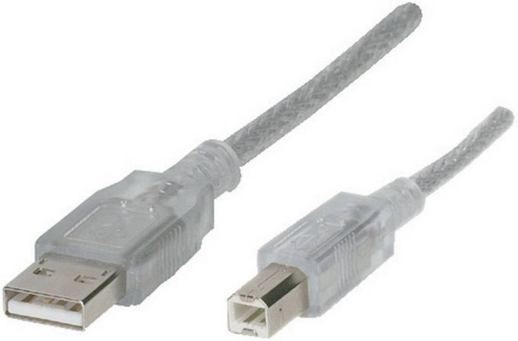 Produktbild: Renkforce USB-Kabel USB 2.0 USB-A Stecker, USB-B Stecker 5.00m Transparent RF-4538146