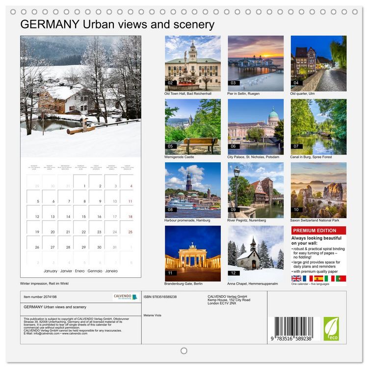 Produktbild: GERMANY Urban views and scenery (Wall Calendar 2026 12 &times; 12 Inch) CALVENDO 12 Month Wall Calendar