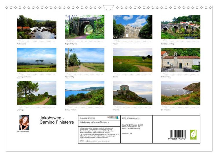 Produktbild: Jakobsweg - Camino Finisterre (Wandkalender 2026 DIN A3 quer), CALVENDO Monatskalender