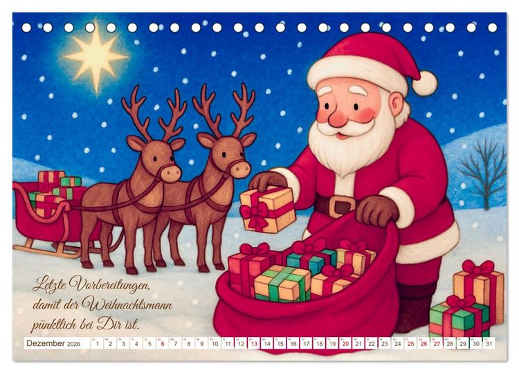 Produktbild: Was macht der Weihnachtsmann? (Tischkalender 2026 DIN A5 quer), CALVENDO Monatskalender