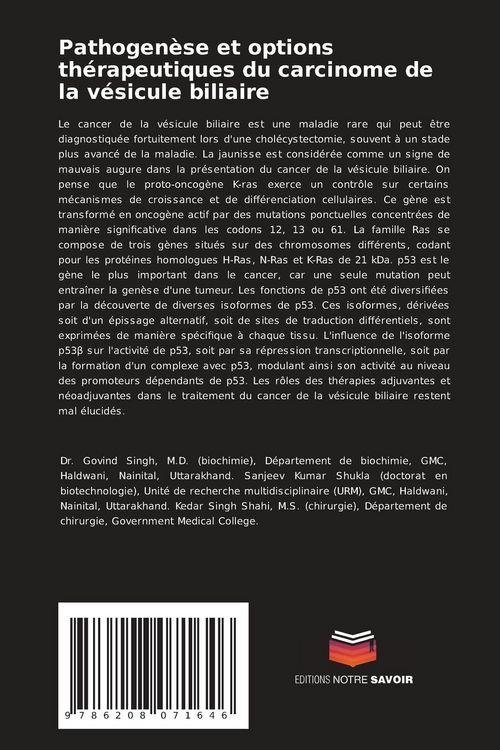 Produktbild: Pathogen&egrave;se et options th&eacute;rapeutiques du carcinome de la v&eacute;sicule biliaire