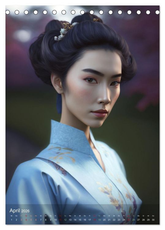 Produktbild: Wundersch&ouml;ne Portraits Japanischer Geishas (Tischkalender 2026 DIN A5 hoch), CALVENDO Monatskalender