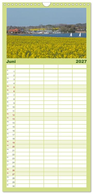 Produktbild: Familienplaner 2027 - Die Schlei - Segelrevier und Naturpark mit 5 Spalten (Wandkalender, 21 x 45 cm) CALVENDO