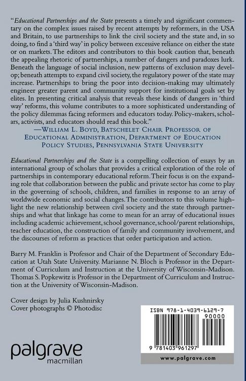 Produktbild: Educational Partnerships and the State: The Paradoxes of Governing Schools, Children, and Families