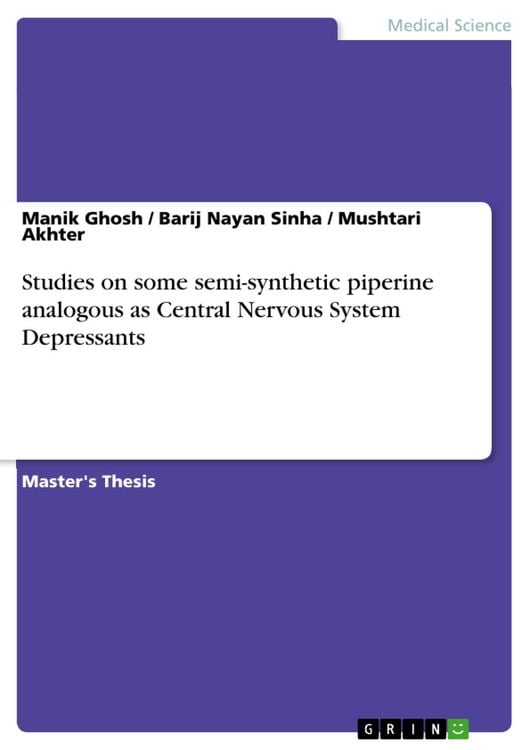 Produktbild: Studies on some semi-synthetic piperine analogous as Central Nervous System Depressants
