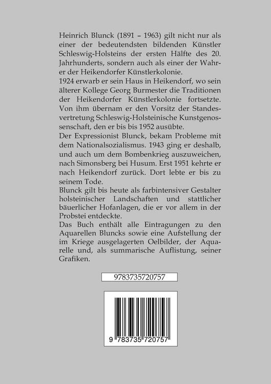 Produktbild: Heinrich Blunck Werkverzeichnis