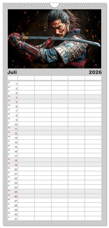 Produktbild: Familienplaner 2026 - Mein Samurai mit 5 Spalten (Wandkalender, 21 x 45 cm) CALVENDO