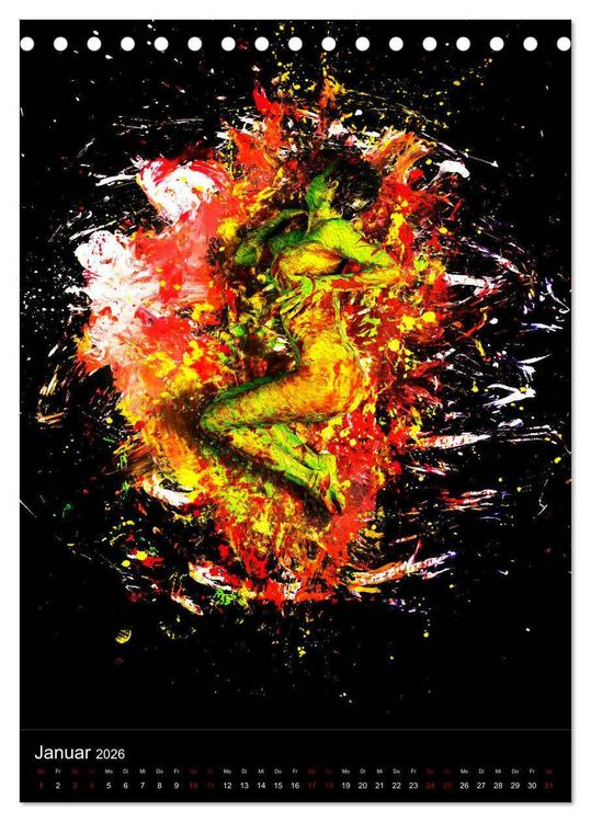 Produktbild: Farbakte - Action Paintings (Tischkalender 2026 DIN A5 hoch), CALVENDO Monatskalender