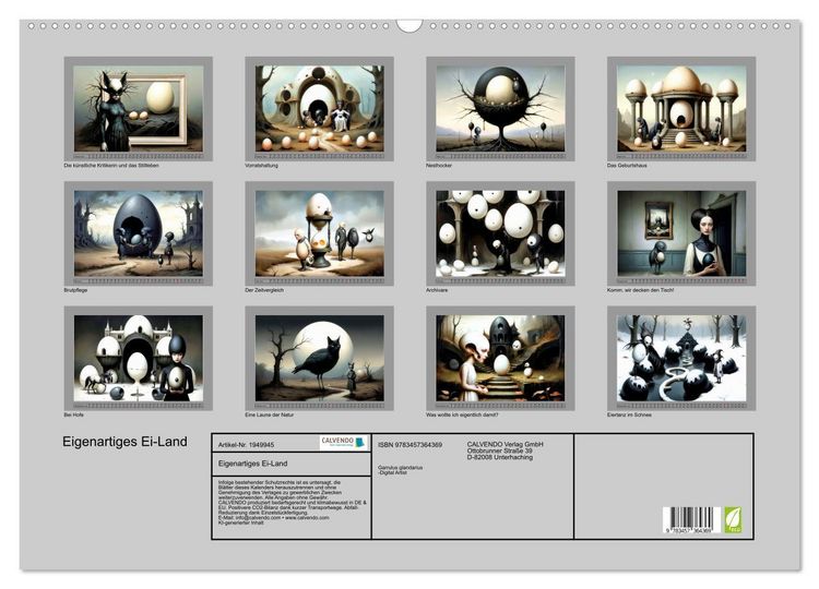 Produktbild: Eigenartiges Ei-Land (Wandkalender 2026 DIN A2 quer), CALVENDO Monatskalender