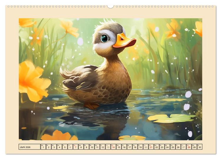 Produktbild: Lustige Enten. Niedlich und farbenfroh (hochwertiger Premium Wandkalender 2026 DIN A2 quer), Kunstdruck in Hochglanz