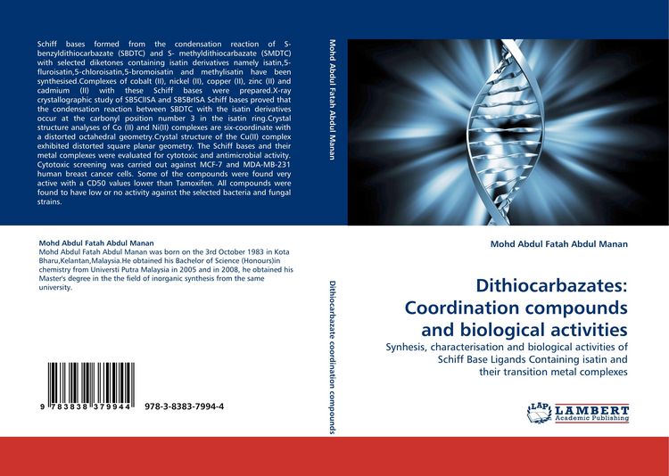 Produktbild: Dithiocarbazates: Coordination compounds and biological activities