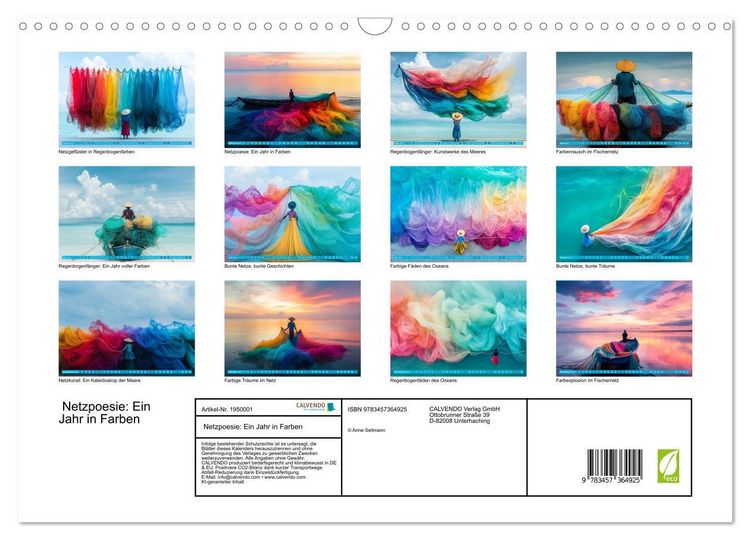 Produktbild: Netzpoesie: Ein Jahr in Farben (Wandkalender 2026 DIN A3 quer), CALVENDO Monatskalender