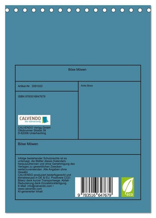 Produktbild: B&ouml;se M&ouml;wen (Tischkalender 2026 DIN A5 hoch), CALVENDO Monatskalender