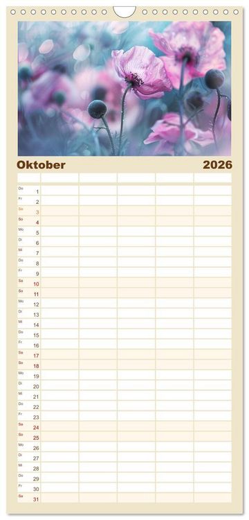 Produktbild: Familienplaner 2026 - Bezaubernde Mohnblumen mit 5 Spalten (Wandkalender, 21 x 45 cm) CALVENDO