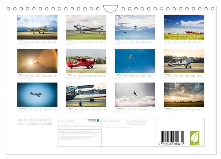 Produktbild: AVIATION CLASSICS seen by custompix.de (Wandkalender 2026 DIN A4 quer), CALVENDO Monatskalender