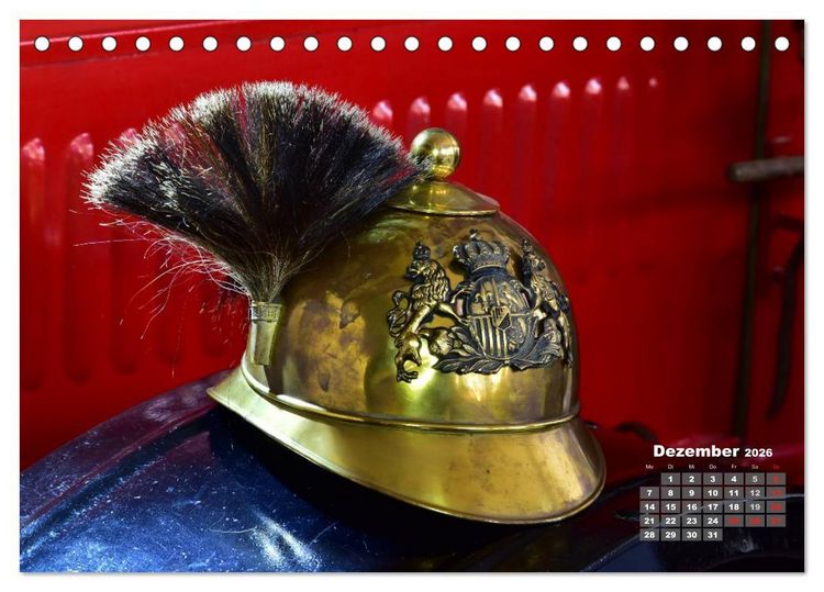Produktbild: Historische Feuerwehrhelme (Tischkalender 2026 DIN A5 quer), CALVENDO Monatskalender