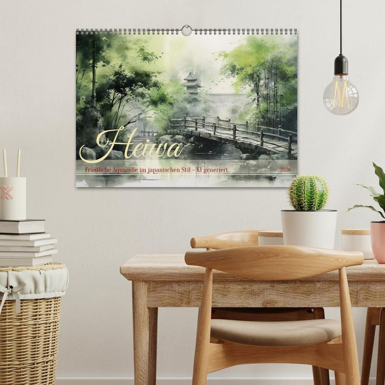 Produktbild: Heiwa - Friedliche Aquarelle im japanischen Stil (Wandkalender 2026 DIN A3 quer), CALVENDO Monatskalender