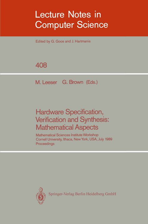 Produktbild: Hardware Specification, Verification and Synthesis: Mathematical Aspects