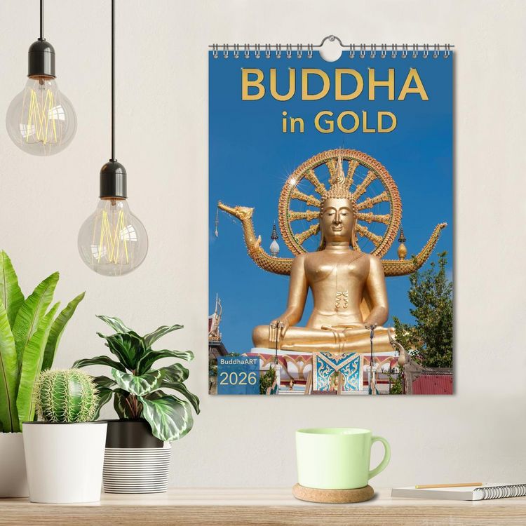 Produktbild: BUDDHA in GOLD (Wandkalender 2026 DIN A4 hoch), CALVENDO Monatskalender