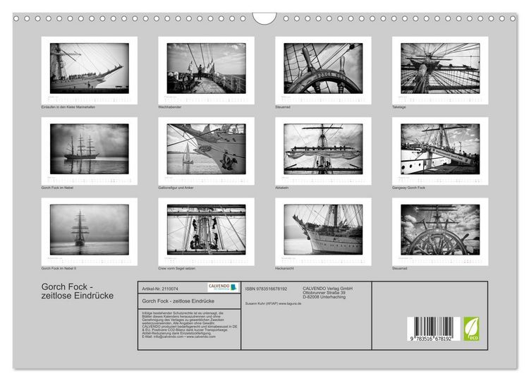 Produktbild: Gorch Fock - zeitlose Eindr&uuml;cke (Wandkalender 2026 DIN A3 quer), CALVENDO Monatskalender