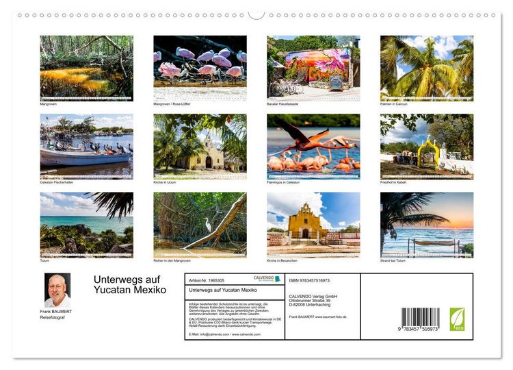 Produktbild: Unterwegs auf Yucatan Mexiko (hochwertiger Premium Wandkalender 2026 DIN A2 quer), Kunstdruck in Hochglanz