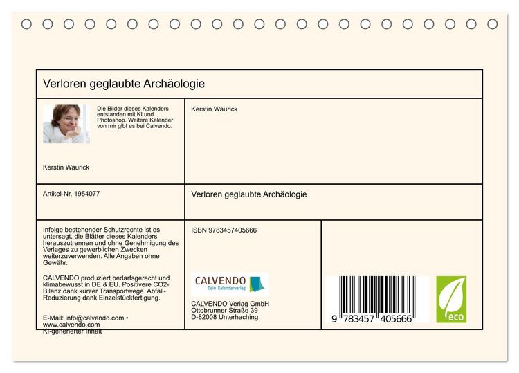 Produktbild: Verloren geglaubte Arch&auml;ologie (Tischkalender 2026 DIN A5 quer), CALVENDO Monatskalender