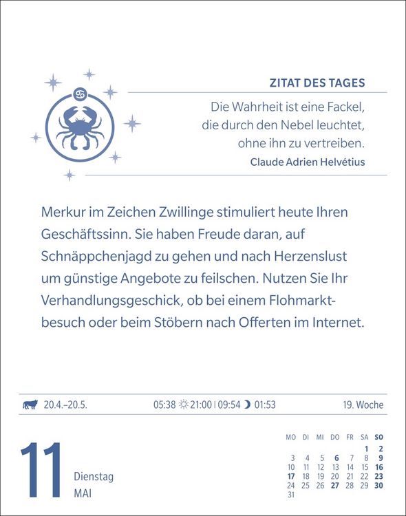 Produktbild: Krebs Sternzeichenkalender 2027 - Tagesabrei&szlig;kalender - Ihr Horoskop f&uuml;r jeden Tag