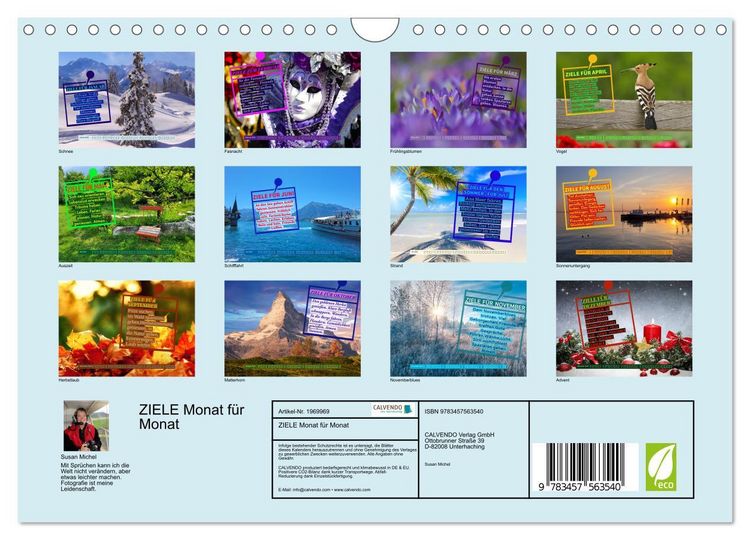 Produktbild: ZIELE Monat f&uuml;r Monat (Wandkalender 2026 DIN A4 quer), CALVENDO Monatskalender