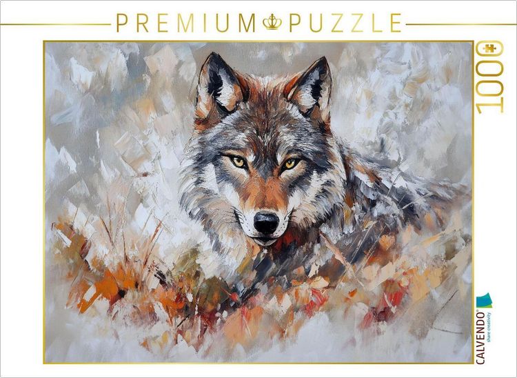Produktbild: CALVENDO Puzzle W&ouml;lfe schreien in der Kunst f&uuml;r Freiheit und Familie | 1000 Teile Lege-Gr&ouml;&szlig;e 64x48cm Foto-Puzzle f&uuml;r gl&uuml;ckliche Stunden