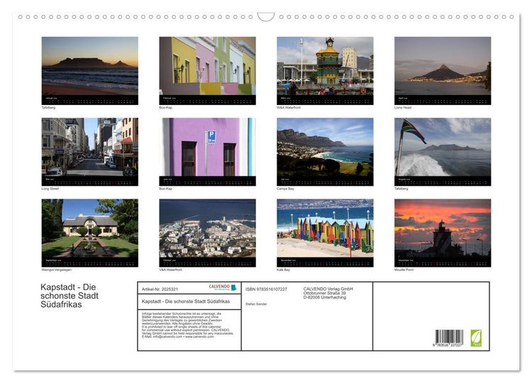 Produktbild: Kapstadt - Die schonste Stadt S&uuml;dafrikas (Wandkalender 2026 DIN A2 quer), CALVENDO Monatskalender