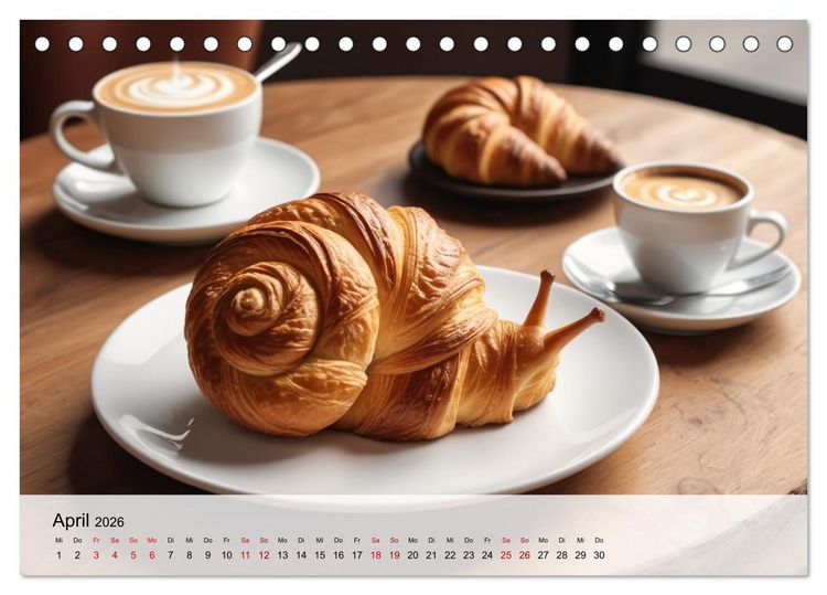 Produktbild: Tierische Croissants (Tischkalender 2026 DIN A5 quer), CALVENDO Monatskalender
