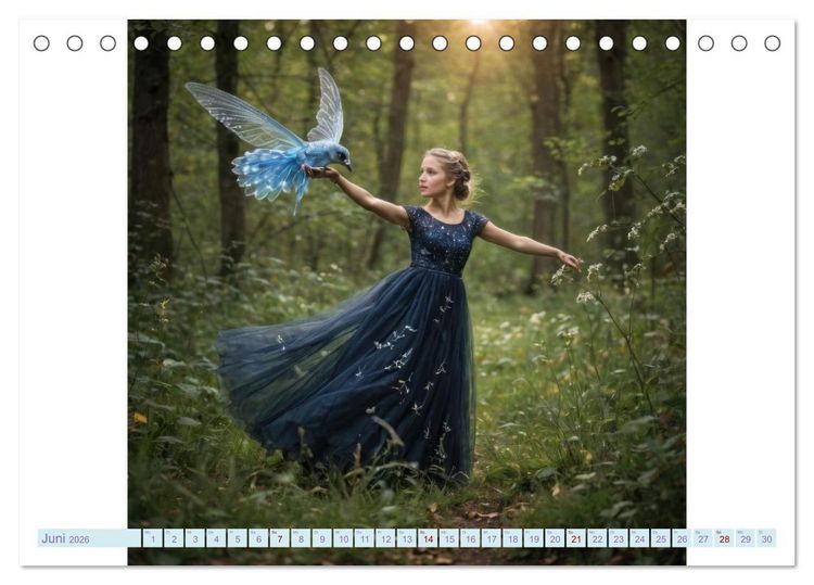 Produktbild: Feenfl&uuml;gel und L&auml;cheln KI - Die zauberhafte Welt der Feenkinder (Tischkalender 2026 DIN A5 quer), CALVENDO Monatskalender