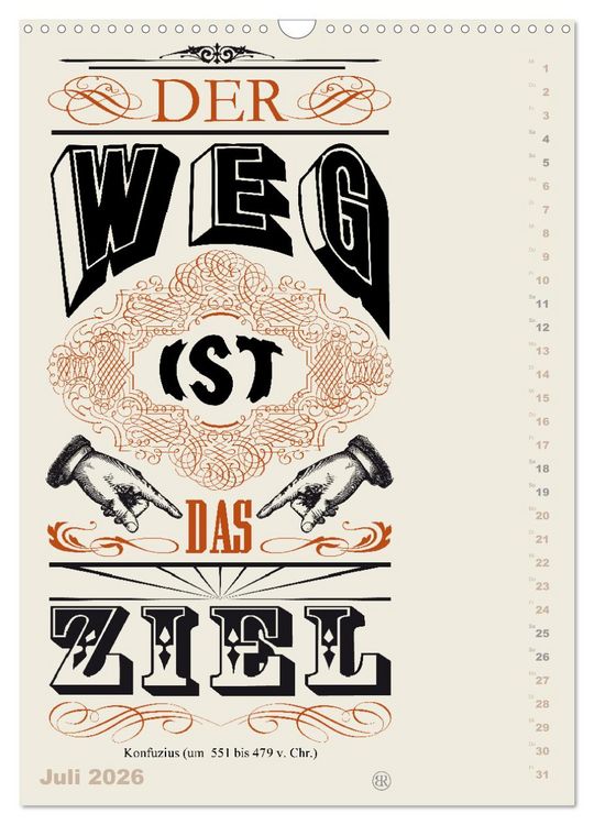 Produktbild: Die sch&ouml;nsten Lebensweisheiten Typo - Kalender (Wandkalender 2026 DIN A3 hoch), CALVENDO Monatskalender