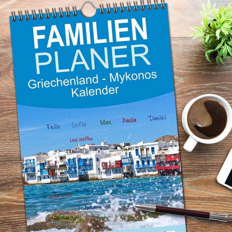 Produktbild: Familienplaner 2026 - Griechenland - Mykonos Kalender mit 5 Spalten (Wandkalender, 21 x 45 cm) CALVENDO