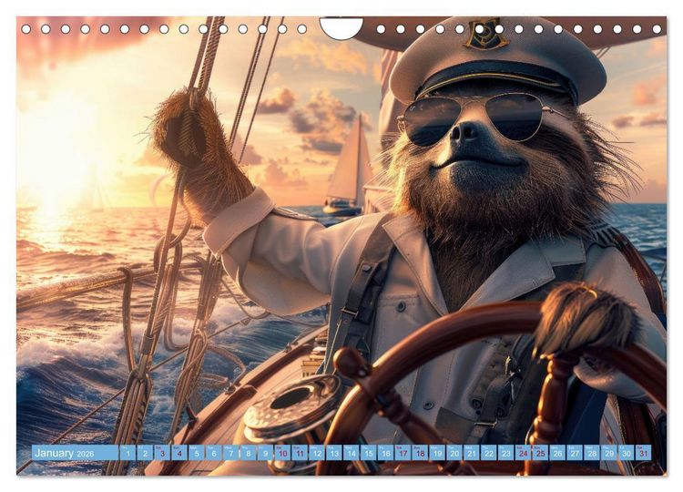 Produktbild: Funny animals as a captain on a boat (Wall Calendar 2026 DIN A4 landscape), CALVENDO 12 Month Wall Calendar