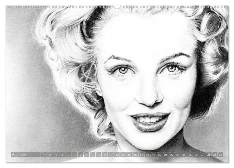 Produktbild: Hollywood Ikonen in Bleistift (hochwertiger Premium Wandkalender 2026 DIN A2 quer), Kunstdruck in Hochglanz
