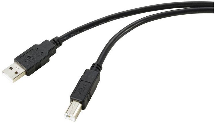 Produktbild: Renkforce USB-Kabel USB 2.0 USB-A Stecker, USB-B Stecker 10.00 m Schwarz Geflechtschirm RF-5770782