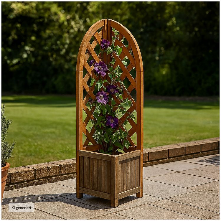 Produktbild: HTI-Living Pflanzkasten mit Rankgitter aus Holz braun Blumenkasten f&uuml;r Balkon, Terrasse und Garten